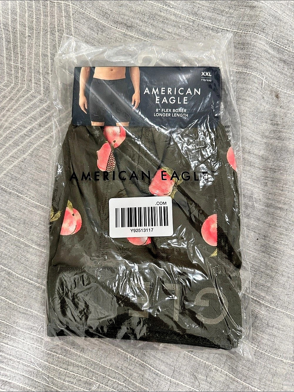 American Eagle 8" Flex Boxer Longer Length army green with peaches XXLnwt